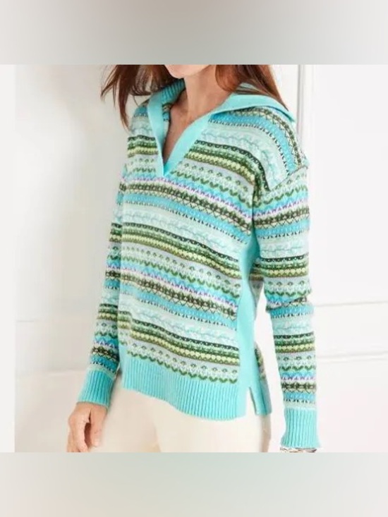 Talbots Sweaters - Talbots Johnny Collar Fair Isle Sweater
